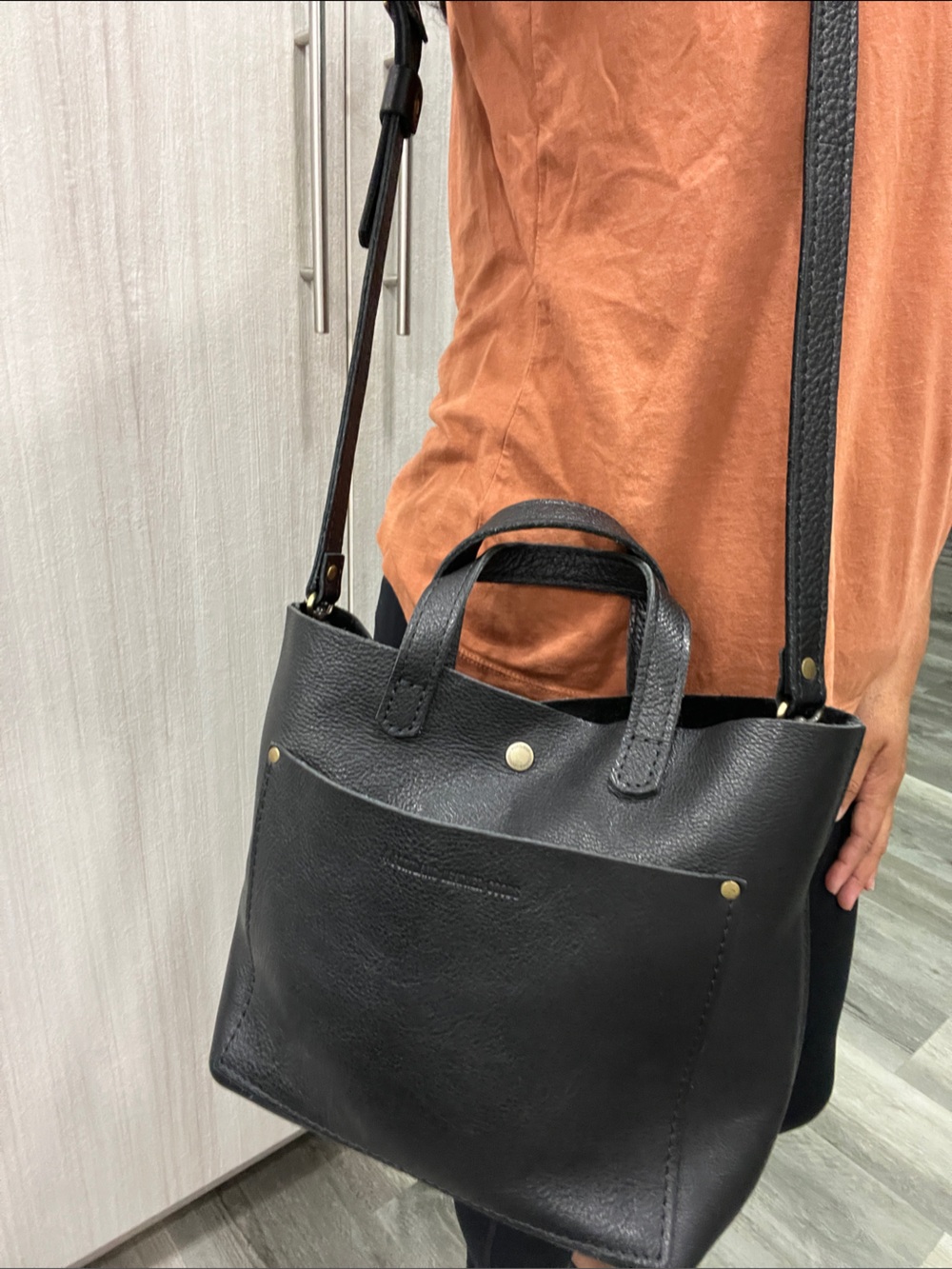 Portland Leather Black Pebbled Leather Mini Tote - Picture 12 of 13